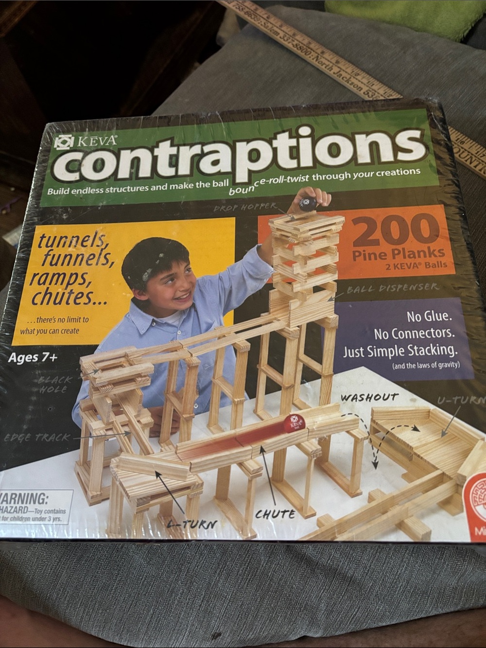 Keva Contraptions 200 Pine Planks Wooden Block Build Set Brand New